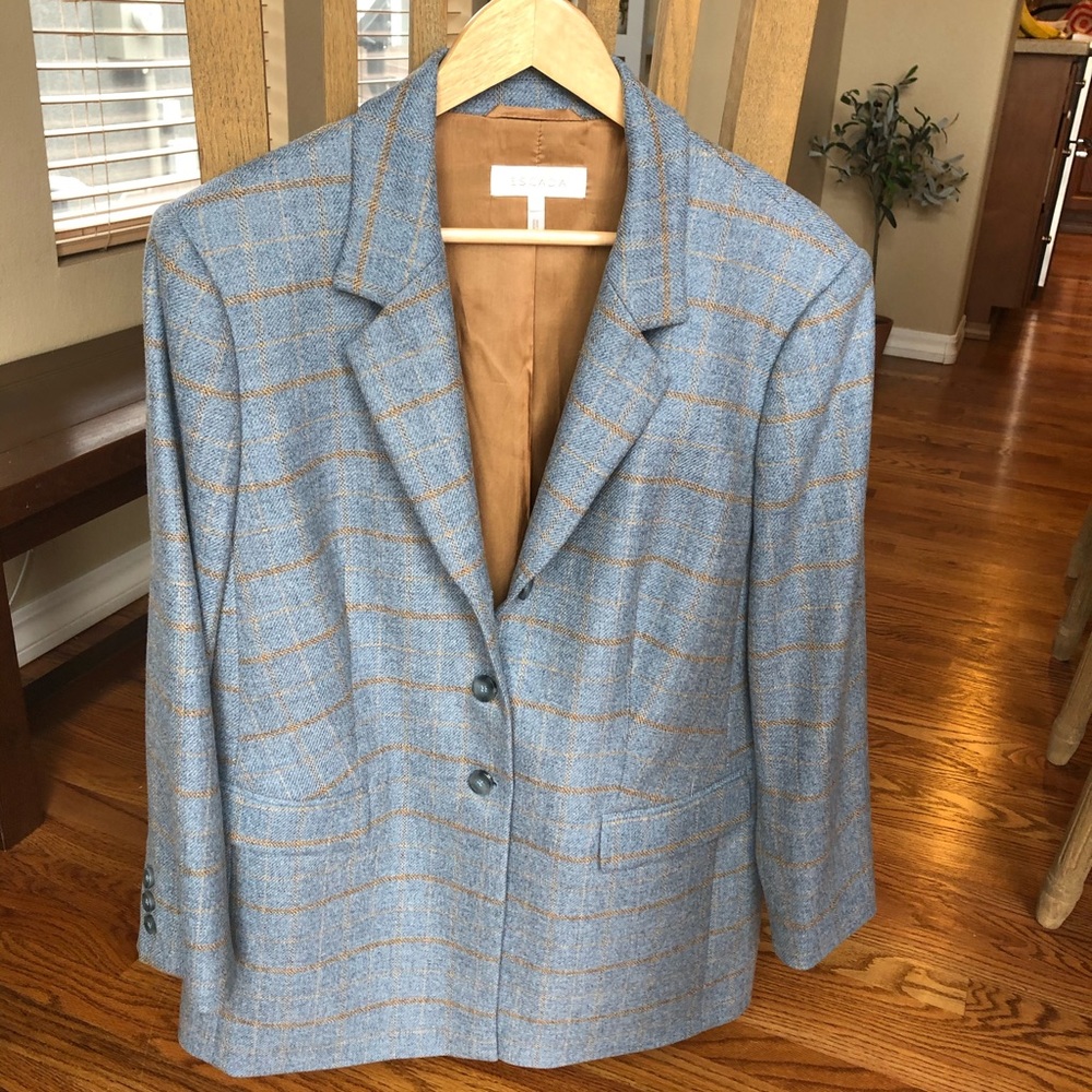 Escada Wool Checked/Plaid Blazer size 46 16 US